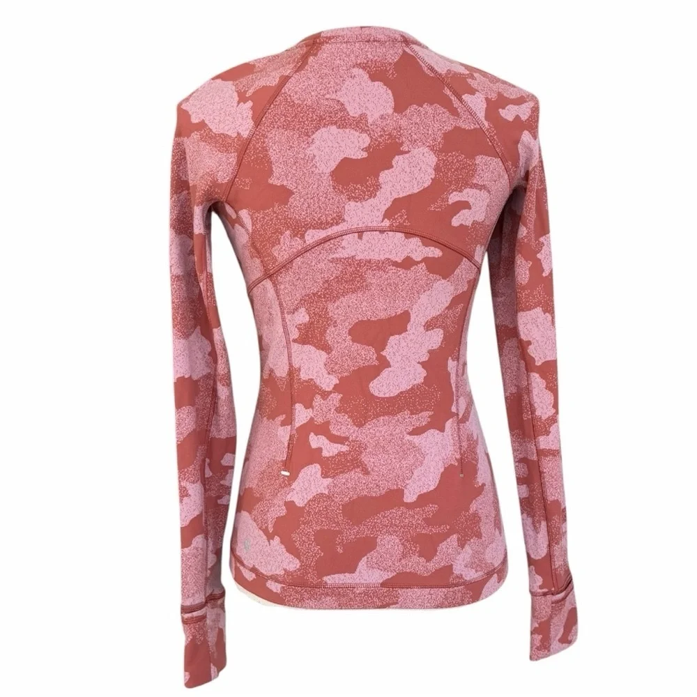 Lululemon Rulu Run Long Sleeve Shirt Heritage Speckle Camo Cranberry Size 4